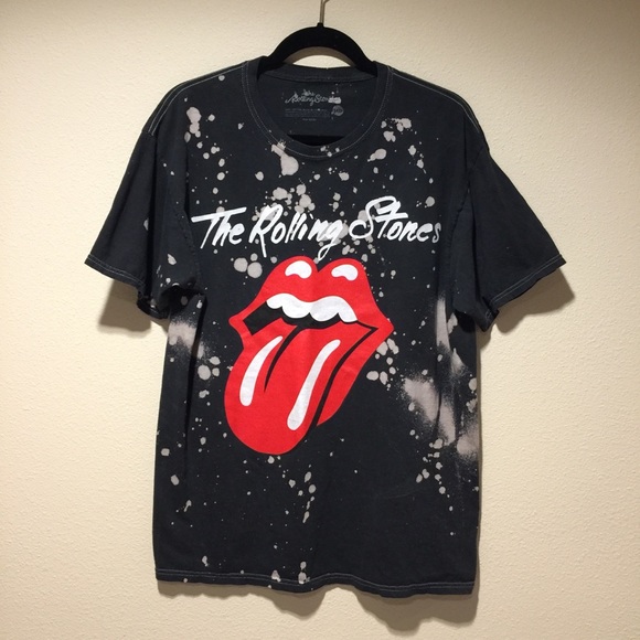 The Rolling Stones Bleached Dyed Tongue Logo T-Shirt Size Medium - Picture 1 of 5